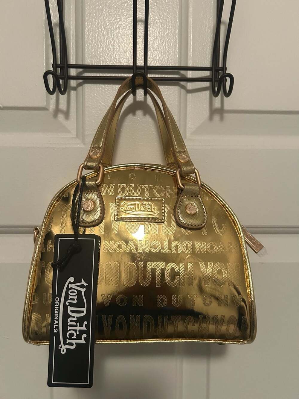 Von Dutch Metallic Gold Bowling Bag VDBB-1004GLD - Picture 1 of 8